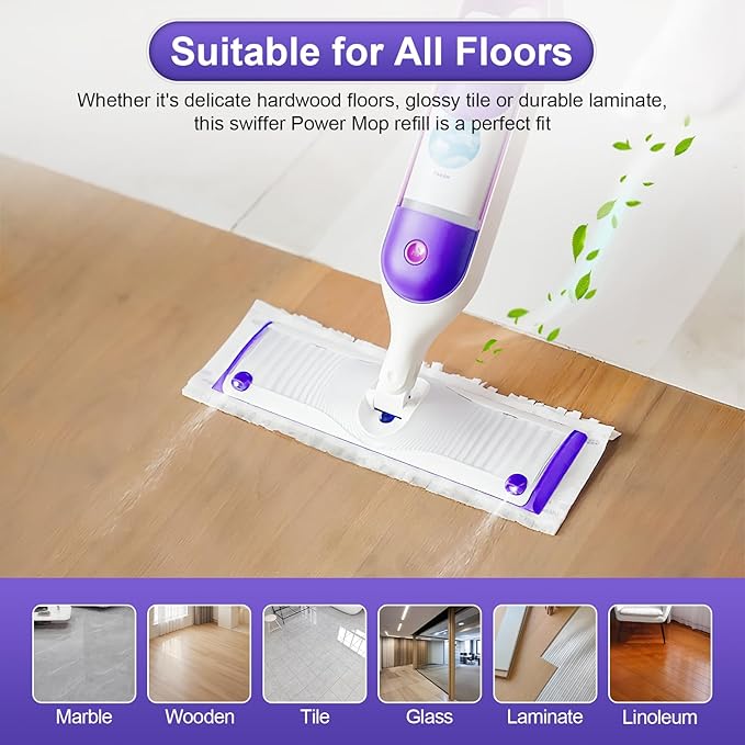 32 Count Disposable Power Mop Pads for Swiffer Power Mop Pad, 14-Layer Thickened, Spray Cleaning Repalcement Mopping Pads for All Finished Floors