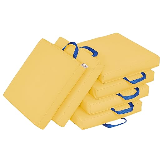 ECR4Kids SoftZone Floor Cushions, Square, Flexible Seating, Yellow, 6-Piece
