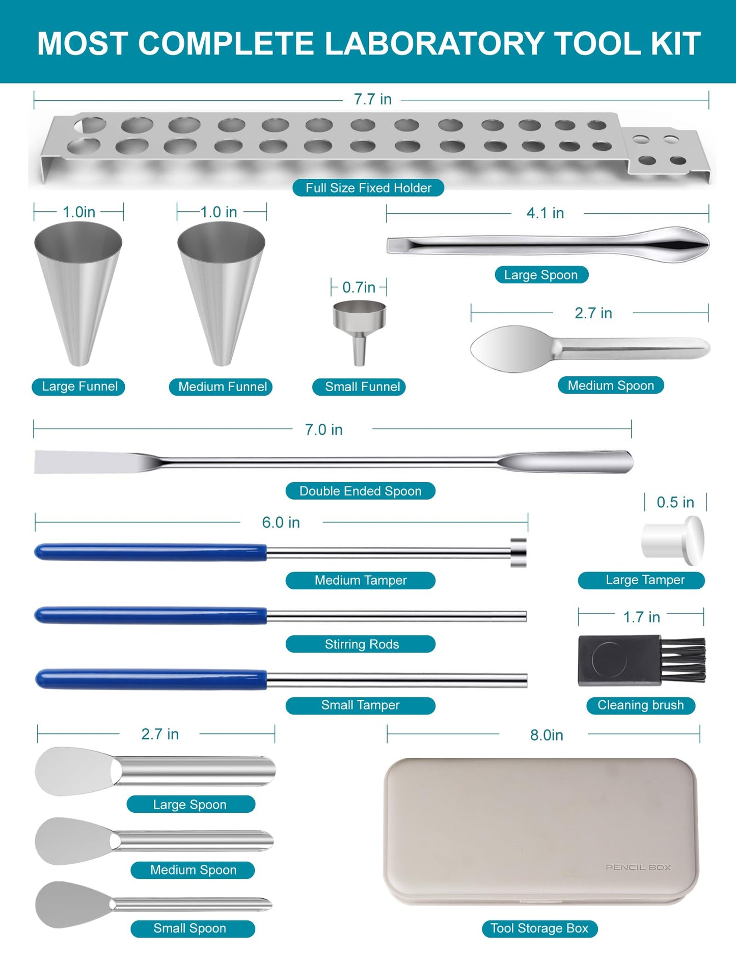 16Pcs Filling Tools Kit - Short Stem Funnels Home & Lab Supplies with Empty Tray and Spoon Scoops Spatula Tamper Quickly Maker All Size # 000 00 0 1 2 3 4 5 Funnel （16Pcs