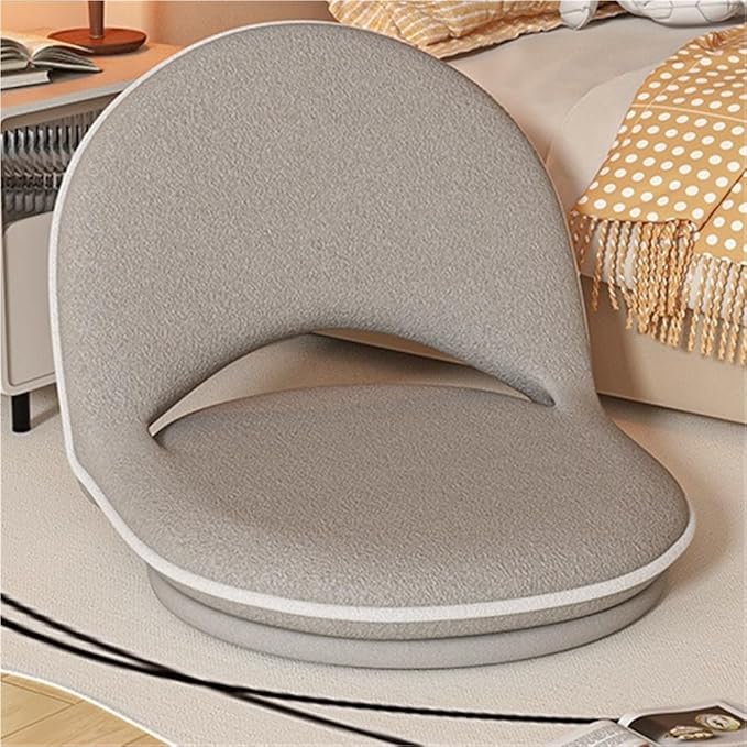 Folding Swivel Tatami Floor Chair with Back Support, Comfortable Meditation Chair, Lazy Sofa for Bedroom, Floor Seat, Floor Cushions for Adults(Gray)