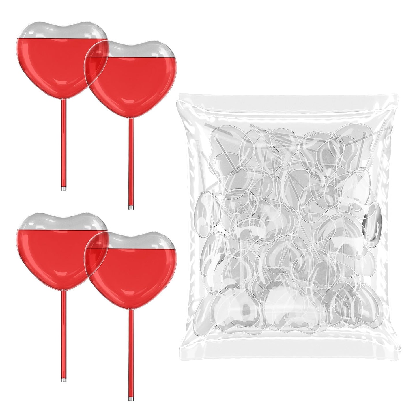 [Heart Style] Vabiooth 50Pcs 4mL Cupcakes Disposable Plastic Transfer Pipettes Liquid Dropper for Chocolate or Strawberries Cupcakes, Ice Cream, Mini Cakes, Waffles, Children's Painting