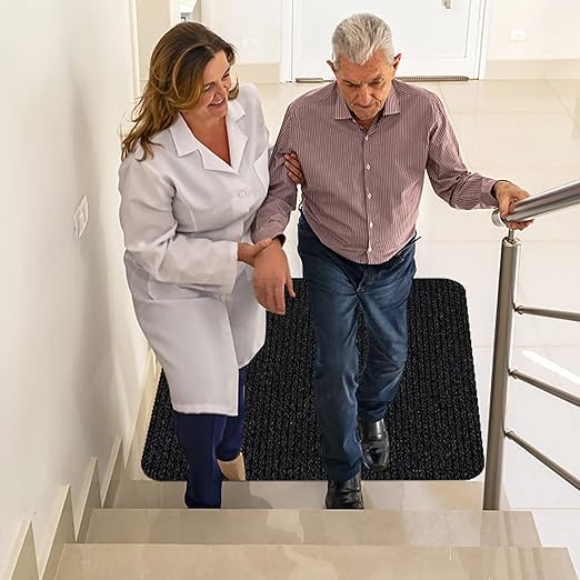 Stair Treads for Wooden Steps, Non-Slip Stair Runner Indoor Outdoor Stair Tread Mats Covers Pads, 31" x 31"Matching Staircase Step Runner for Elders, Kids and Dogs (31" X 31", Black)