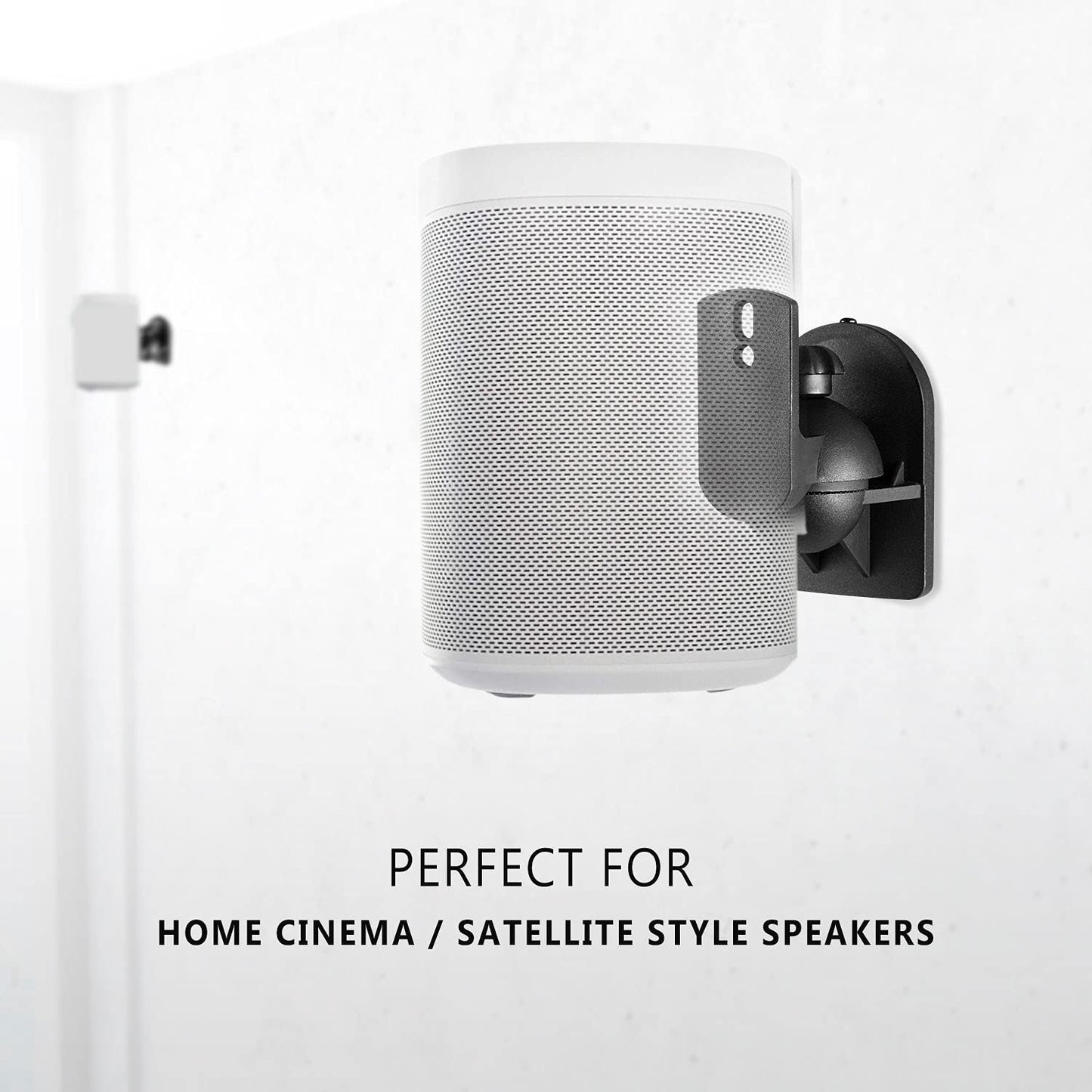 WALI Speaker Wall Ceiling Mounts One Pair, Bookshelf Speaker Wall Mount Brackets, Surround Sound Speaker Mounts, Hold up to 7.7 lbs (SWM202), Black