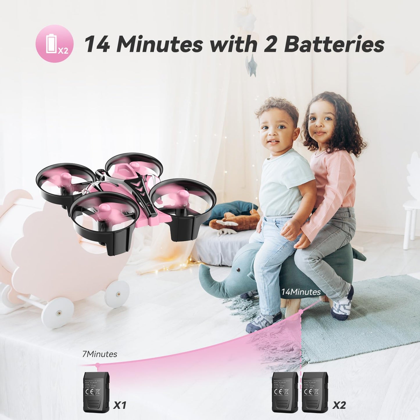 Mini Drone for Kids,Beginners,Adults,RC Small Nano Drones Quadcopter with 2-In-1 Race and Fly Mode,LED Light,Altitude Hold,3D Flip,Circle Fly,2 Batteries,Gift Toy for age 8-12 Boys and Girls Indoor