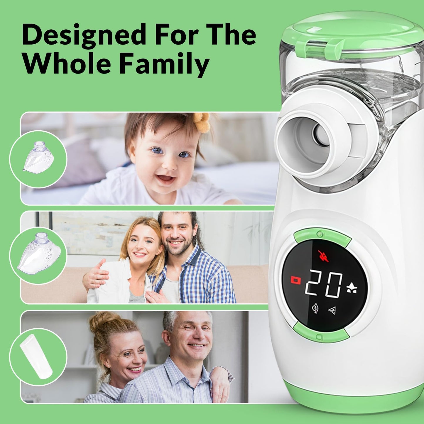 Pursonic 3-in-1 Portable Mesh Mist Device – Rechargeable Handheld Atomizer with LED Display, Quiet Dual Modes, Auto Cleaning, Adult & Child Masks, Travel-Friendly