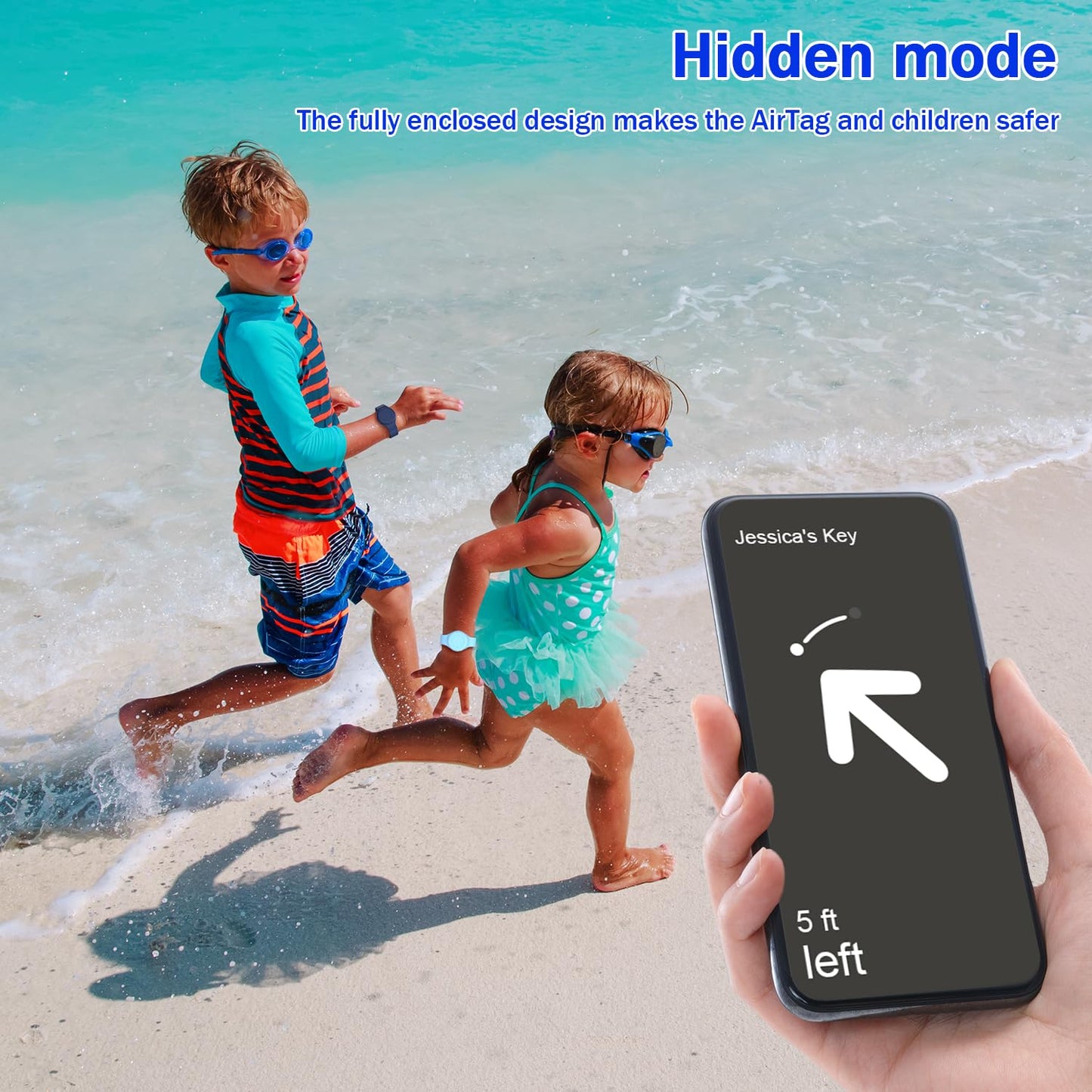 R-Fun Waterproof For Air Tag Bracelets [2 Pack] Compatible With Apple Air Tag Finders With Soft Silicone,Anti Lost Gps Item Find