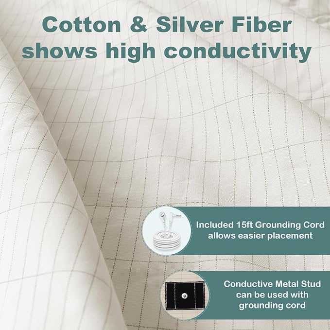 MAOOHON Grounding Blanket, Earth Connected Bedding Throw, Grounding Sheet for Improved Sleep, Includes Silver Fiber 50x60 Inch, White