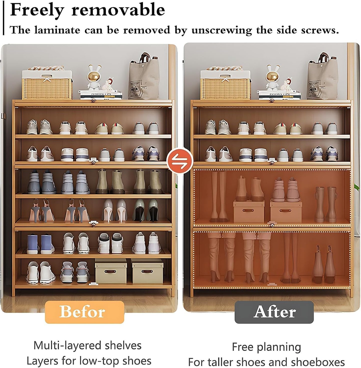 sasygfi Shoe Rack Organizer for Closet Entryway, Tall Shoes Cabinet with Acrylic Doors, 10-Tier 40 Pairs Bamboo Shoe Cabinet, Large Shoe Storage Cabinet for Hallway, Living Room, Bedroom