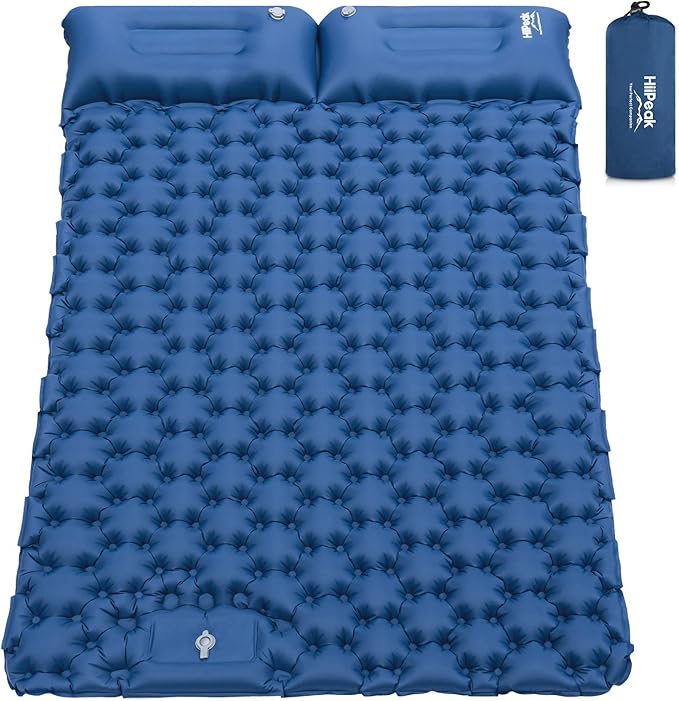 HiiPeak Double Sleeping Pad - Self Inflating 3" Extra-Thick for 2 Person with Pillow Built-in Foot Pump Inflatable Sleepin...