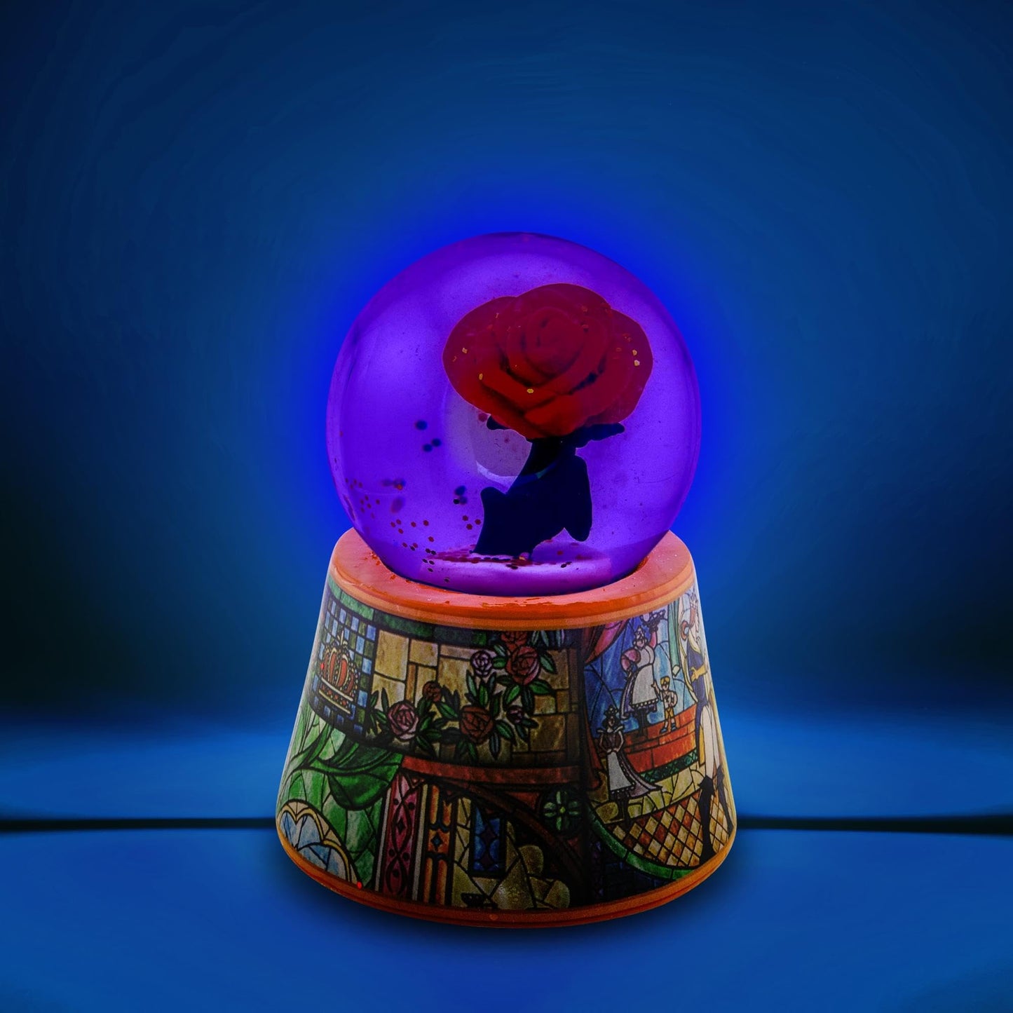 Disney Beauty and The Beast Mini Light-Up Adult Snow Globe with Glitter | 3 Inches Tall