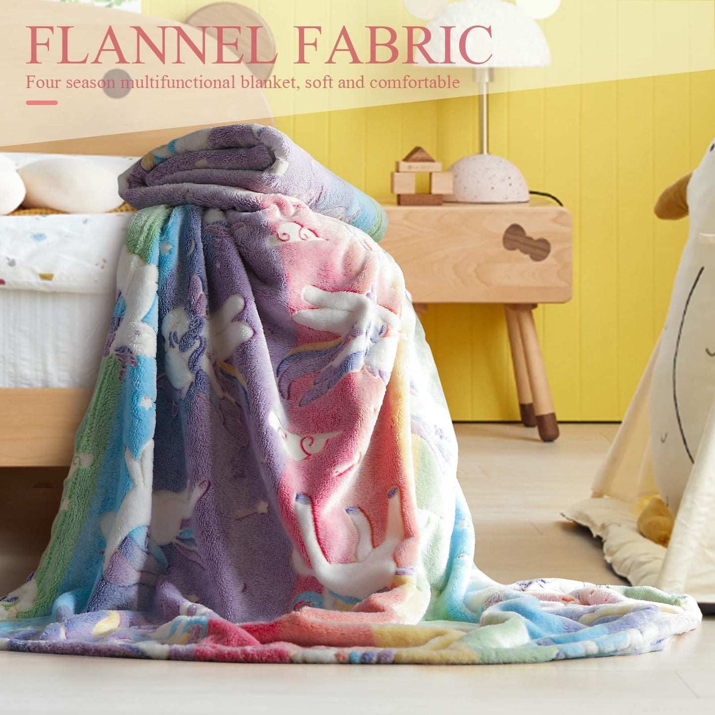 LIFEYJ Glow in The Dark Blanket Unicorns Gifts for Girls, Soft Blanket 3 4 5 6 7 8 9 10 Year Old Girl Gifts, Toddler Girls Toys Age 6-8, Gifts for Girl for Birthday Gifts Presents, 50"x60"