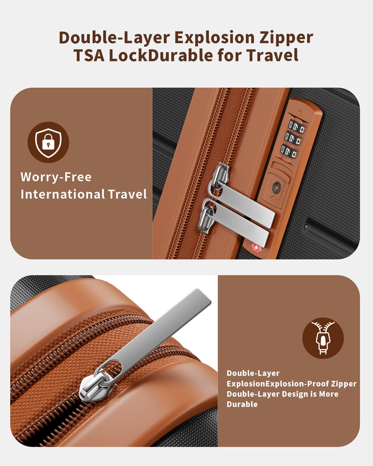 voyzap 3 Piece Luggage Set, 20/24/28 Inch Expandable Luggage Sets with Spinner Wheels, ABS+PC Hardshell Suitcases, Suitcase Set with Double-Layer Explosion Zipper, TSA Lock