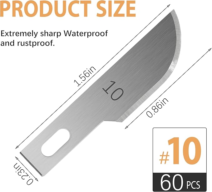 Headley Tools #10 Hobby Knife Blades(Pack of 60),Art Blades Cutting Tool with Storage Case for Craft, Hobby, Scrapbooking, Stencil
