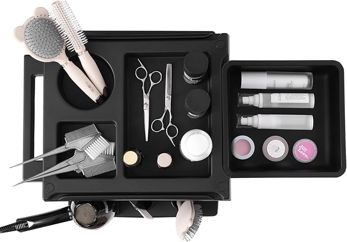 VEVOR Ultimate Trolley Cart, Salon Trolley with 6 Detachable Trays & Appliance Holder, Durable Salon Rolling Cart with Locking Casters for SPA & Beauty & Tattoo & Hairdressing