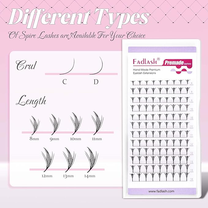 Premade Lash Fans Natural Anime Lashes 0.07 C Curl Manga Lashes Soft Black Eyelash Extensions for Professional Salon Use by FADLASH (0.07-C-8-14mm)