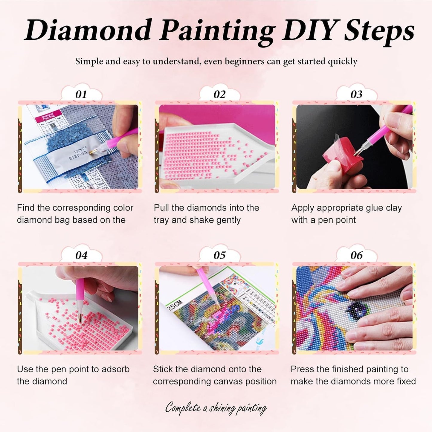 DAZZLEDOTS Diamond Art Kits for Adults, 3 Pack Pink Diamond Painting Kits for Beginner DIY Crow Castle and Candle 5D Full Drill Diamond Dots Crafts for Home Wall Decor Gifts 12x16 Inch