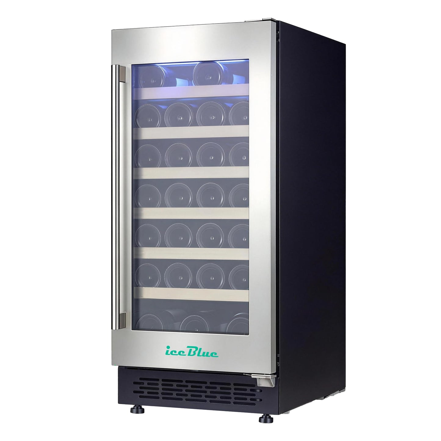 Iceblue Wine Fridge, 33 Bottles Wine Cooler Refrigerator, 41℉-72℉ Adjust Temperature Mini Fridge, Built-in Wine Refrigerator, Freestanding Beverage Refrigerator for Home, Office, Bar, Gift - Silver