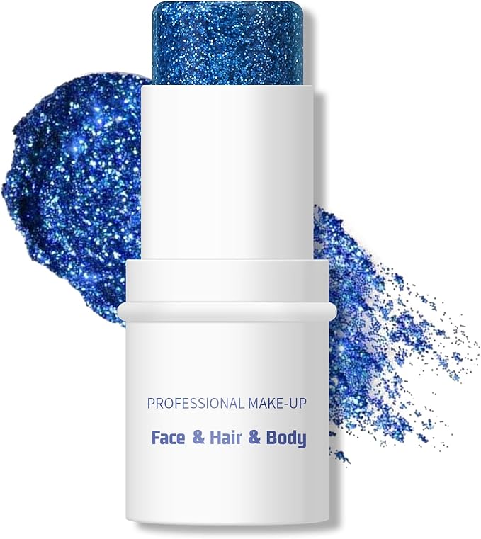 KYDA Body Glitter Stick, Chunky Glitter Gel for Face Body Hair, Sparkling Holographic Mermaid Sequins Paint, Waterproof Mu...