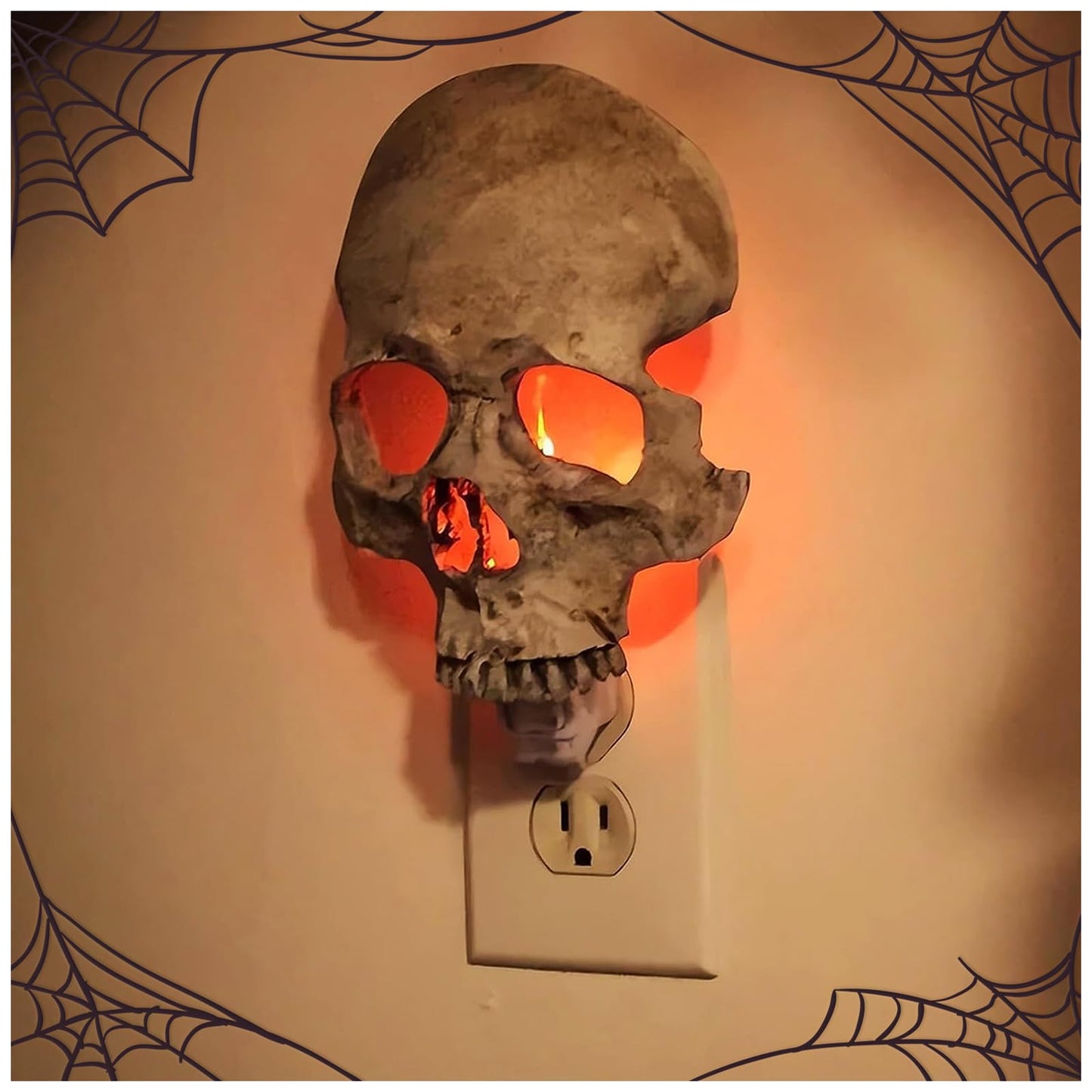 chefensty Human Skull Light Night Light,Halloween Night Light,2023 New Halloween Skull Night Light,Halloween Horrible Light Decoration for Halloween Party and Home Decor (Grey)