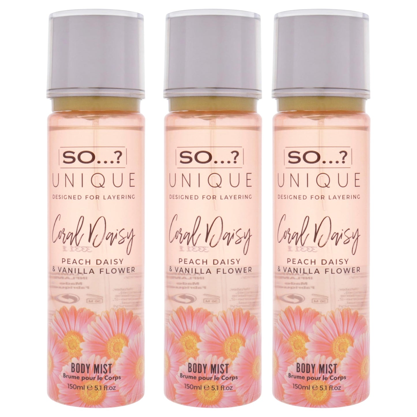 So...? Unique Body Mist - Coral Daisy for Women - 5.1 oz Body Mist - Pack of 3