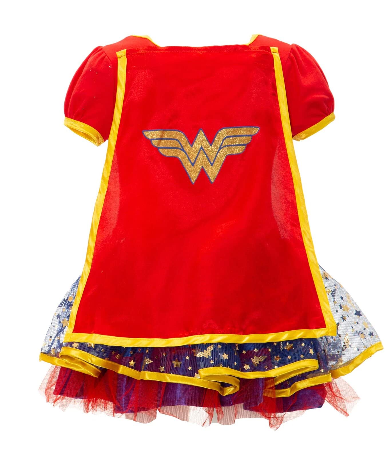 WARNER BROS Justice League Wonder Woman Toddler Girls Cosplay Tulle Costume Dress Cape and Headband 3 Piece Set 4T