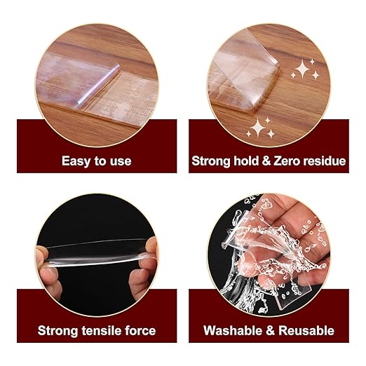 PATIKIL Double Sided Tape Heavy Duty, Transparent Nano Adhesive Mounting Tape for Picture Hanging Walls Decor, 1 Roll 5mx40mmx1mm Strip & 50 Pcs 8mmx1mm Circle