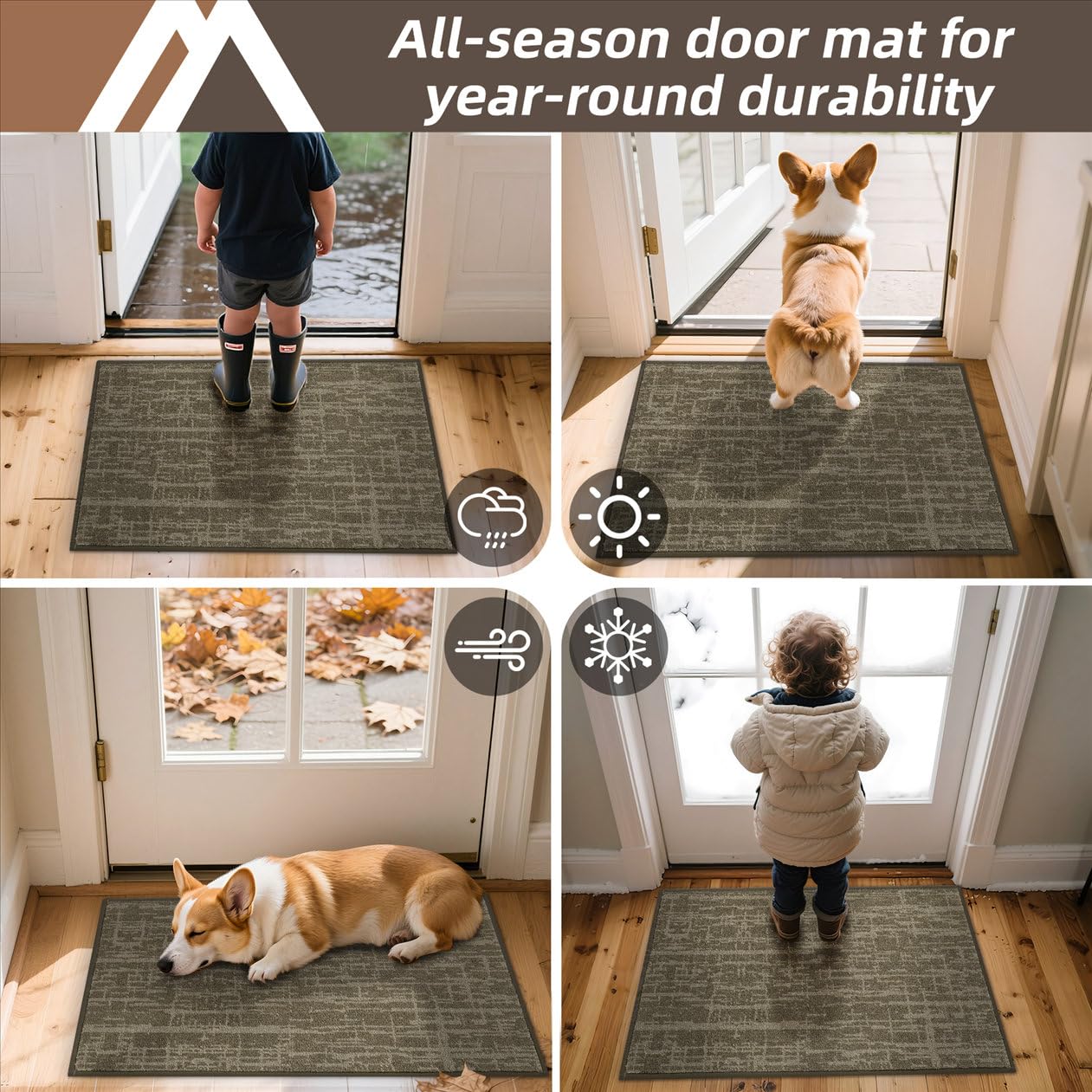 COSY HOMEER-Dirt-Trapper-Door-Mat 32"x48" Non-Slip Entryway Rugs Washable Welcome Mat Absorbent Entrance Mats Low Pile Dog Door Mats for Front Back Doomats and Wet Shoes,Light Brown