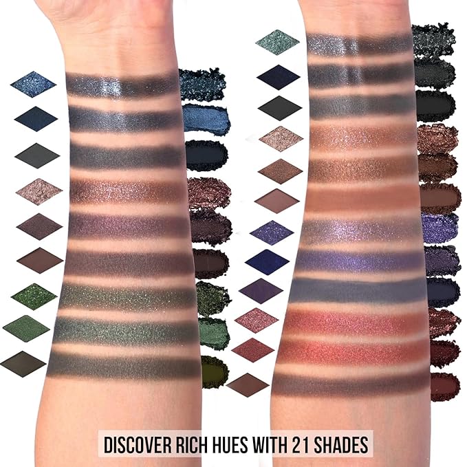 Black Smokey Eyeshadow Makeup Palette, Dark Smoky Eye Shadow Palettes for Halloween Goth Make up Glitter Shimmer Matte Pallets, Midnight Masquerade 21 Colors Brown Neutral Naked, Talc Free