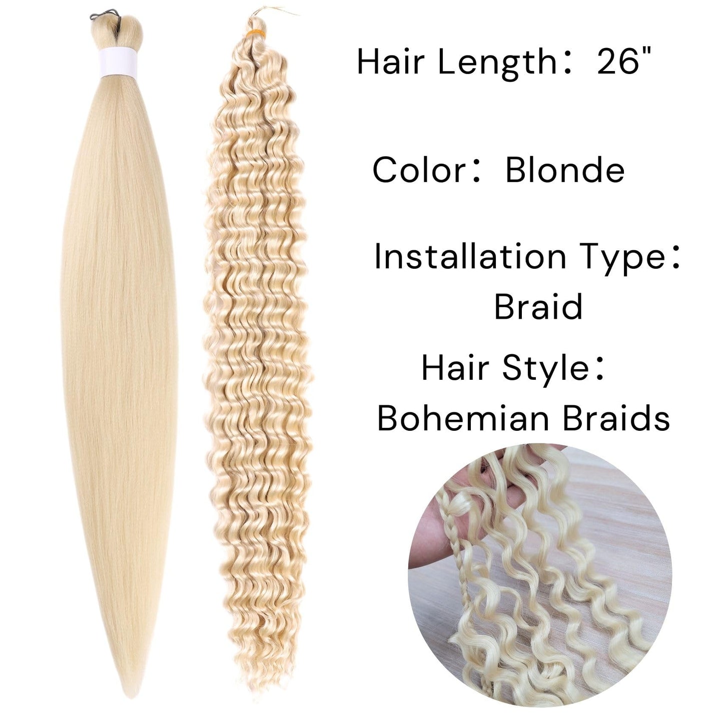 Blonde Braiding Hair Pre stretched for Boho Braids Pre stretched Boho Braiding Hair
