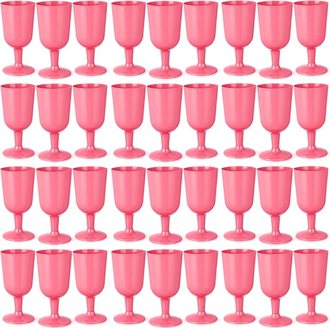 Jingmore 96 Pcs Valentine's Day Plastic Wine Glasses with Stem 7 oz Plastic Goblets for Party Disposable Wine Cup Champagn...