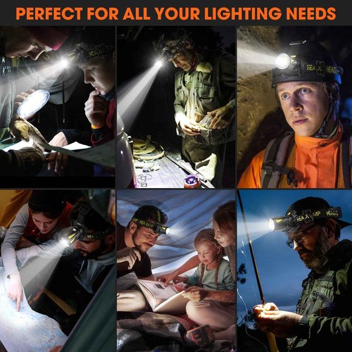 MAXME100® Triple-Beam High-Power Rechargeable Headlamp 5700K with Motion Sensor, Rechargeable LED Head Light, Waterproof Headlamp for Camping, Hiking, Hunting