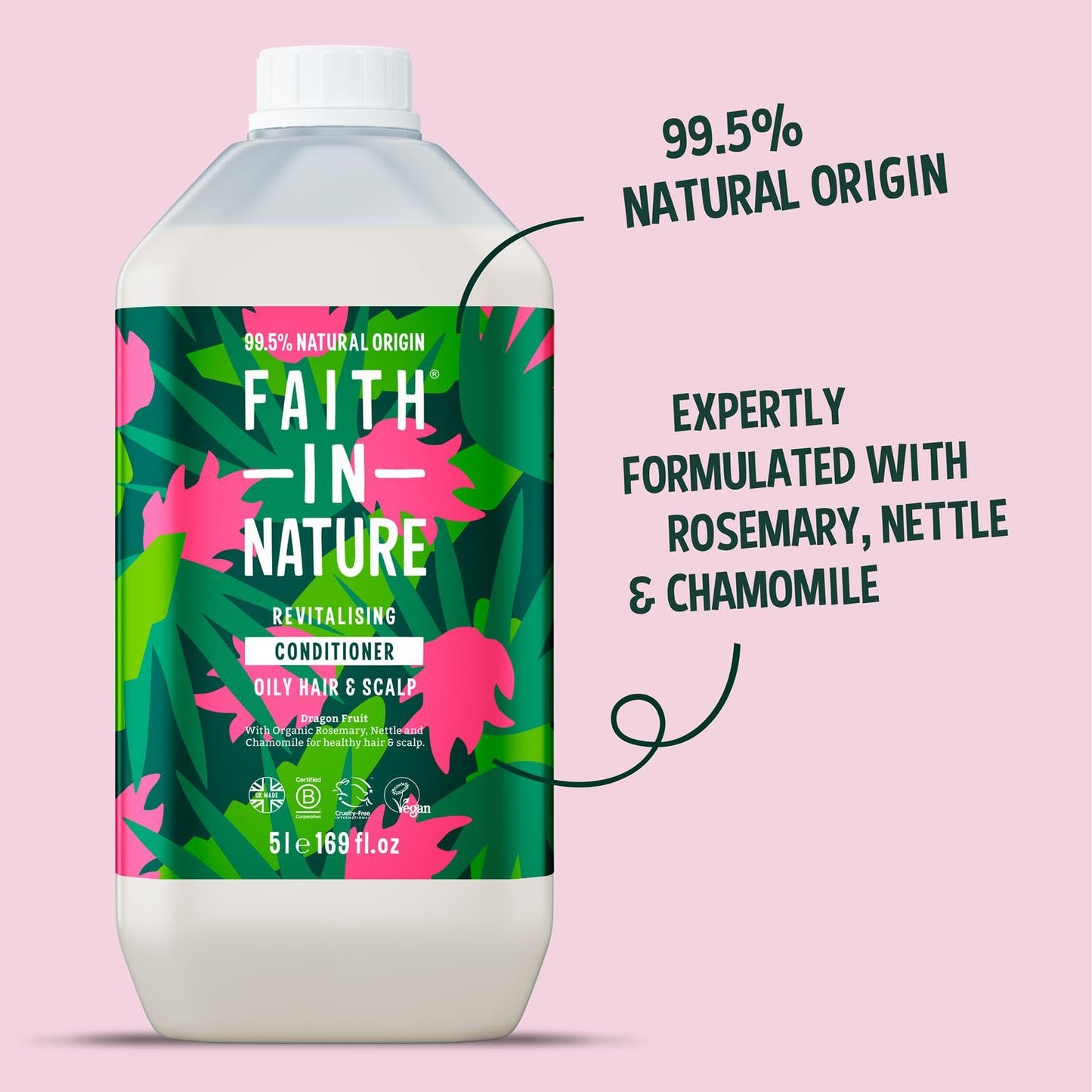 FAITH IN NATURE Natural Conditioner - Vegan & Cruelty Free, No SLS or Parabens - 169 fl oz Refill Pack, Dragon Fruit