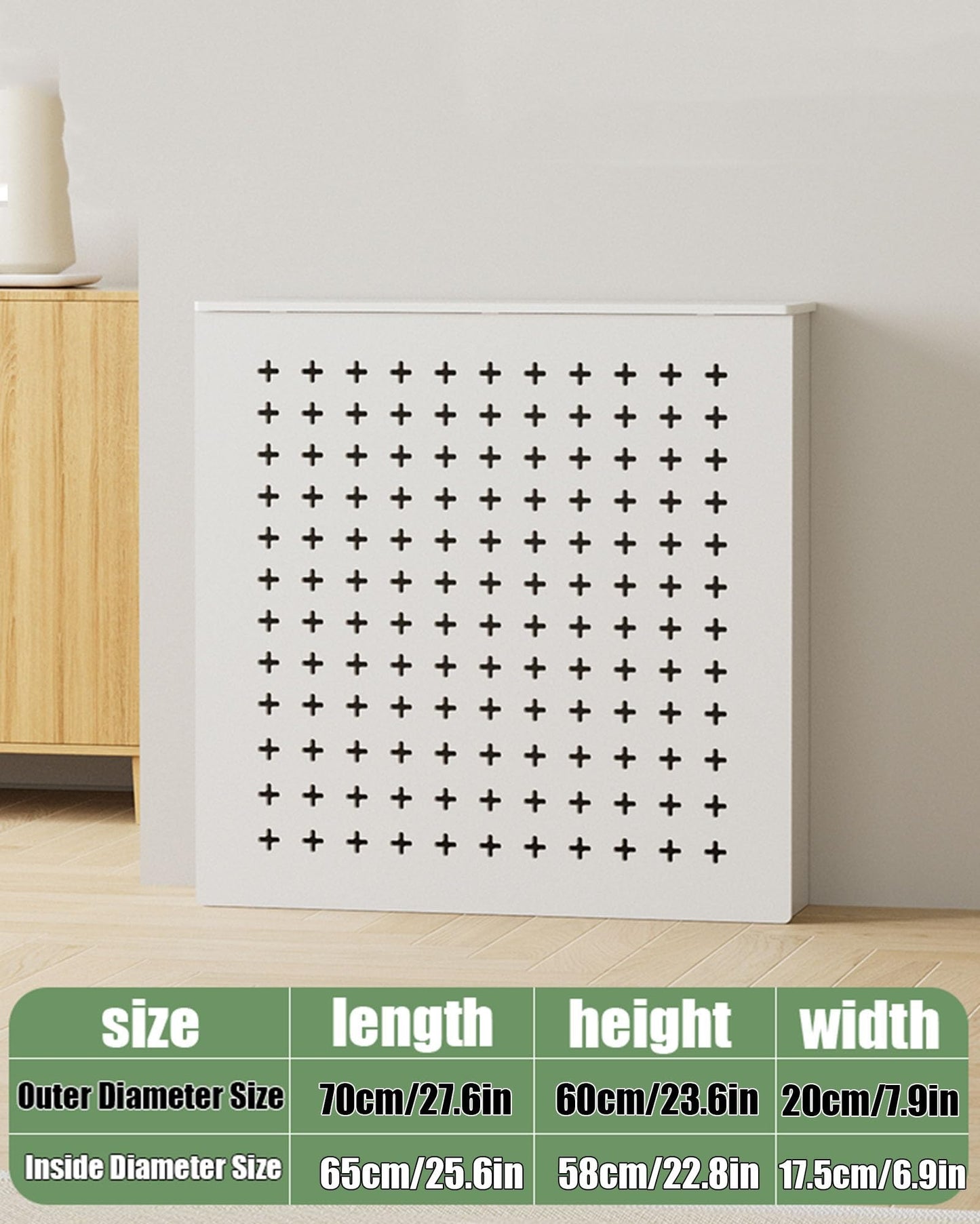 Cabinet Heater Covers For Radiators Shelf 12mm Thickened Board Wood Radiator Cover Heat Cover Shelf, Hide Cluttered Pipes Cabinet Storage Shelf For Household Living Room, Cross Pattern Design(27.6"Lx2