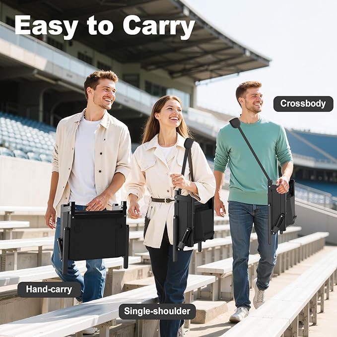 HOPERAN Heated Stadium Seats for Bleachers with Back Support - 3 Levels Heating Bleacher Chairs with Back and Cushion with Armrest, Thick Padded Bleacher Seats, Stadium Chair with Shoulder Strap