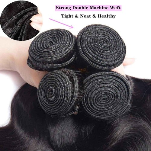 Human Hair Bundles 16 18 20 22 Inch Body Wave Bundles Human Hair 100% Unprocessed Brazilian Virgin Weave 4 Bundle Natural Black for Women Hair Extensions