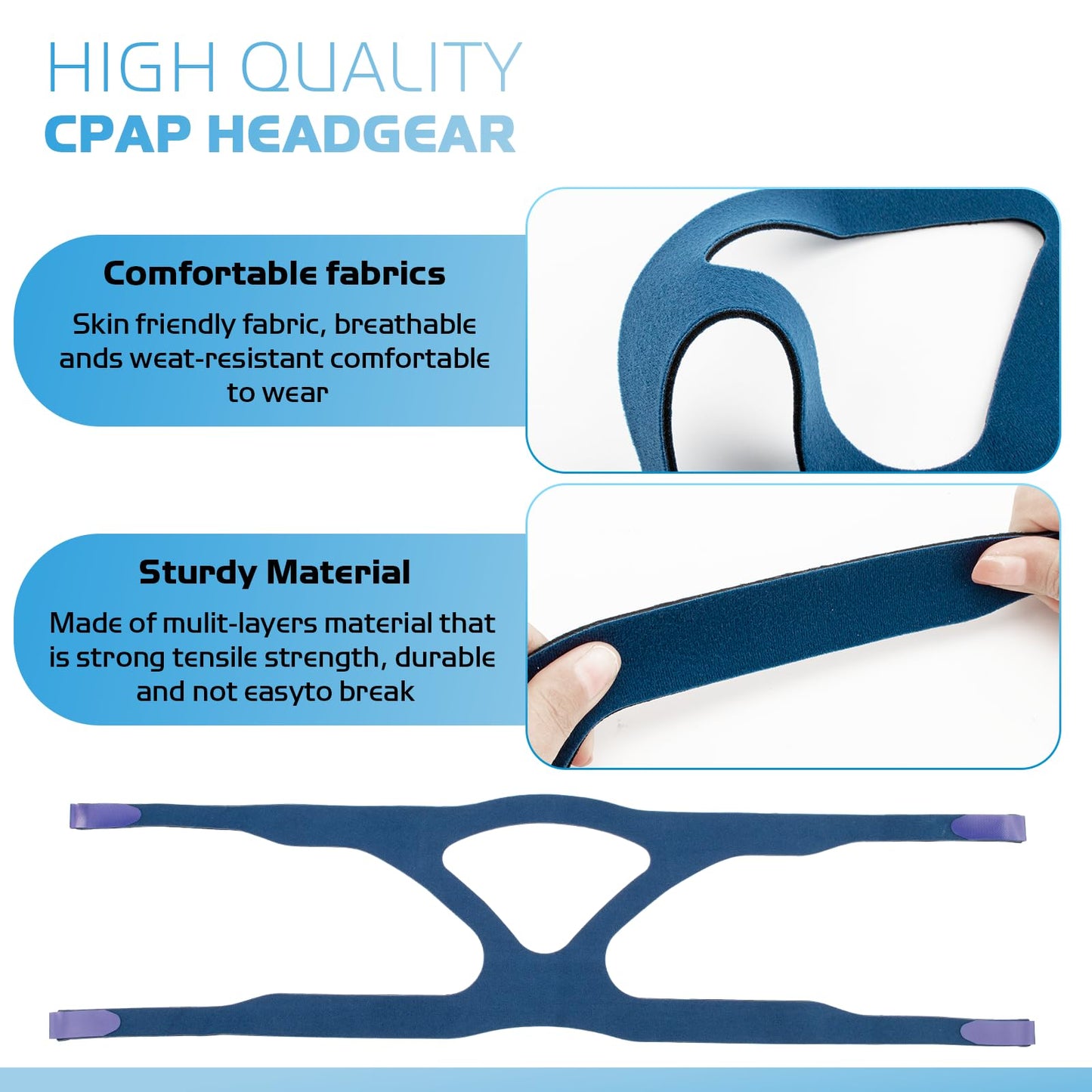 Headgear Compatible with ResMed Mirage Quattro Air Full Face CPAP Mask, Stable Comfortable CPAP Mask Head Strap for Quattro Air Strap - Medium/Standard