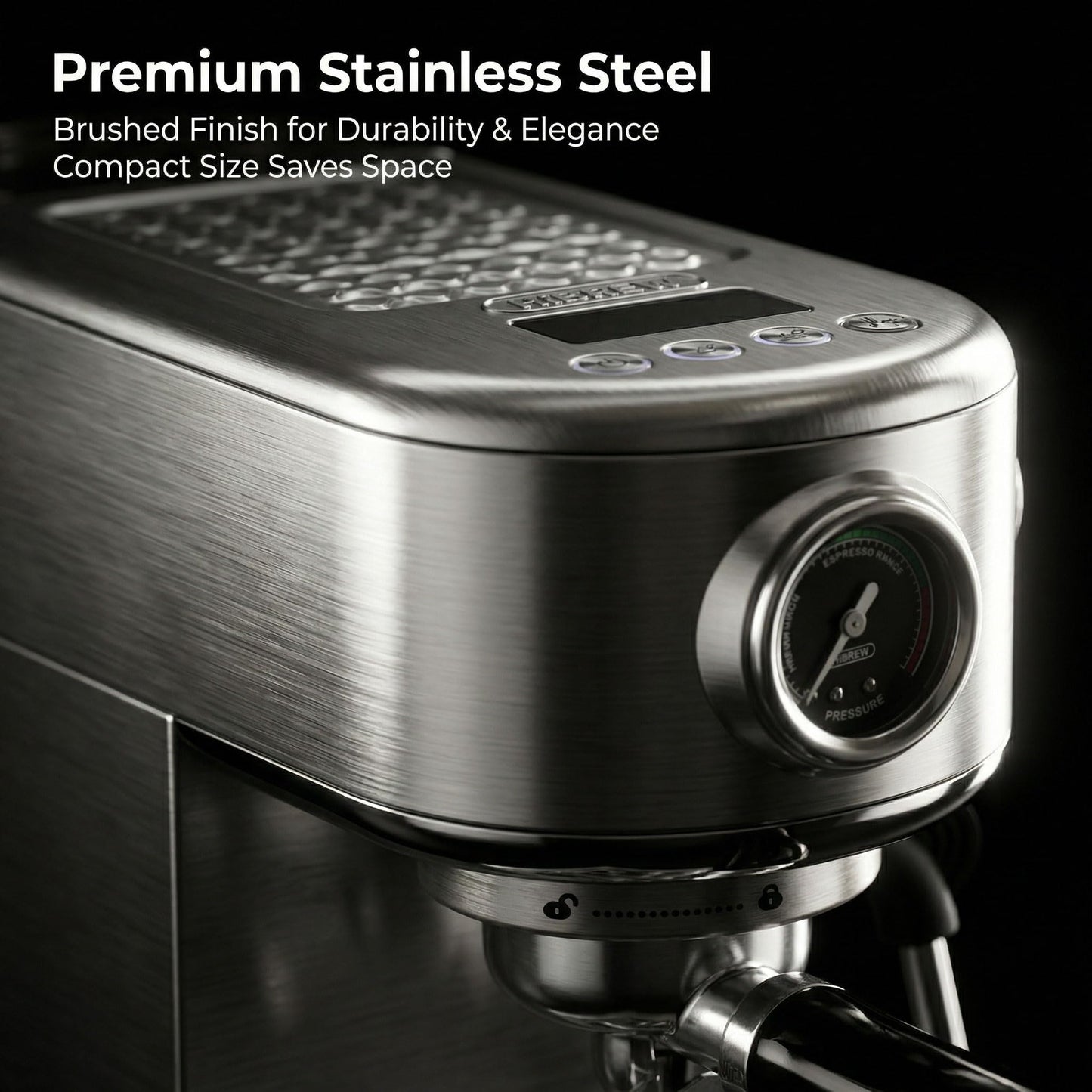 HIBREW H10B Professional Espresso Machine, 20 Bar Compact Espresso Maker with Powerful Steam Milk Frother, Stainless Steel Coffee Machine with LED Display, Adjustable Temperature & Cup Volume