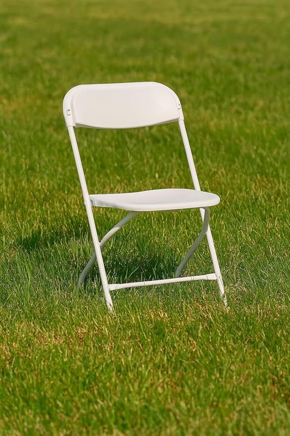 BTEXPERT White Plastic Folding Chair Steel Frame Commercial High Capacity Event Chair Lightweight Set for Office Wedding Party Picnic Kitchen Dining Church School