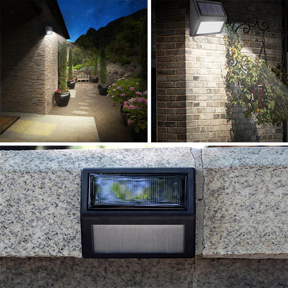 Follateas Solar Lights Outdoor, Waterproof Solar Powered Deck Step Lights for Patio Garden Backyard Garage Driveway Pathway Outside Wall Lighting (Warm White/6 Pack)