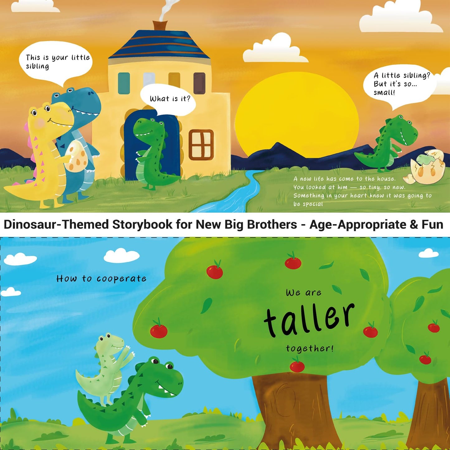 JAJOAGIA Big Brother Gift for Boy for Older Siblings of New Baby Includes Plush Dinosaur with Storybook, Ideal Birthday & Special Occasion Gift for Boys (Big Brother/Little Brother)