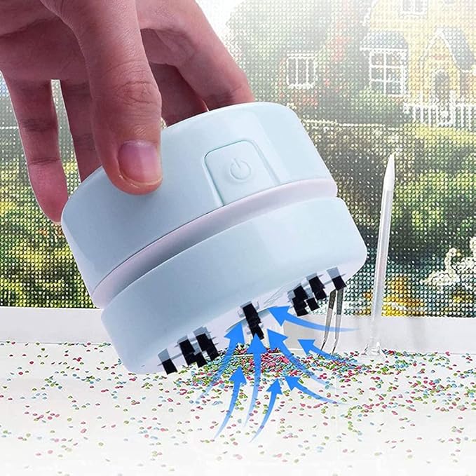 Desktop Vacuum Cleaner Mini Table Dust Diamond Paint Sweeper 8.5x6.3cm No Battery