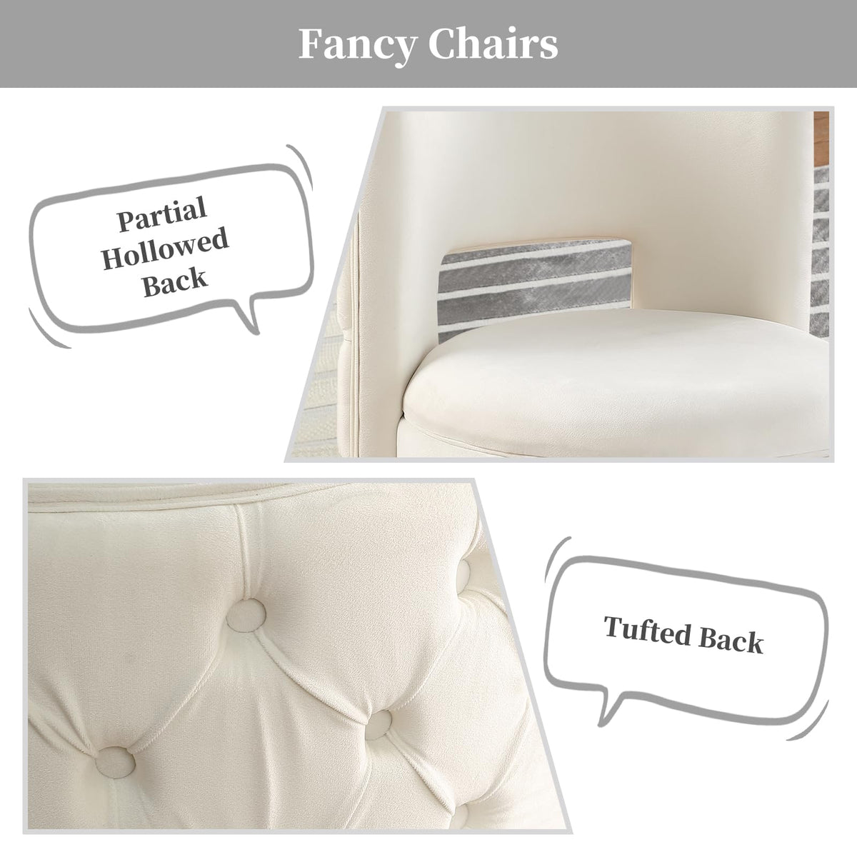 Tassullo Swivel Chair with Storage for Living Room, Round Velvet Vanity Chair with Tufted Button Back, Pillow Included (Beige)