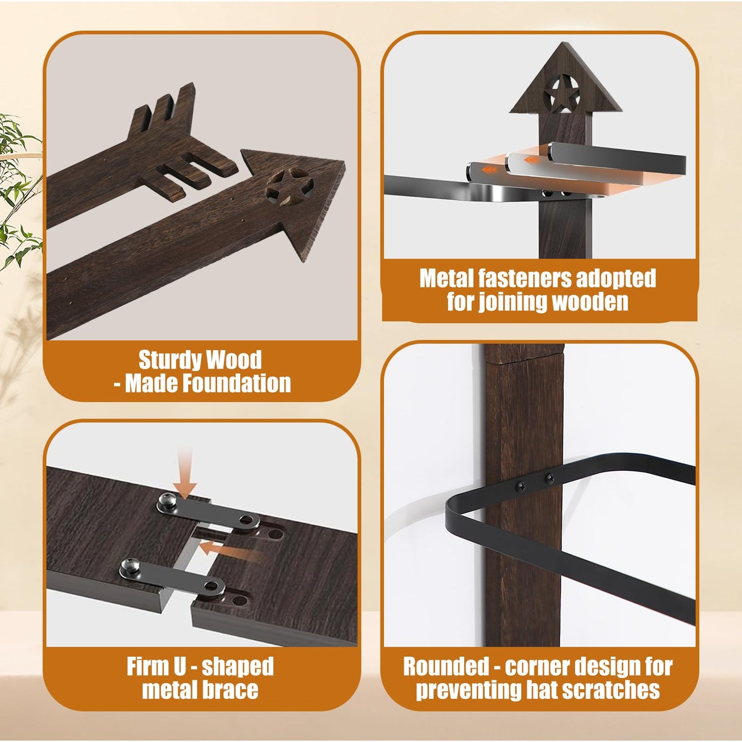 Cowboy Hat Rack -Cowboy hat holder for wall With Heavy- Organize and Display Your Hats with Ease, Wall Mounted Hat Hanger Western Decor for Cowboy Hats- Ideal Western Decor