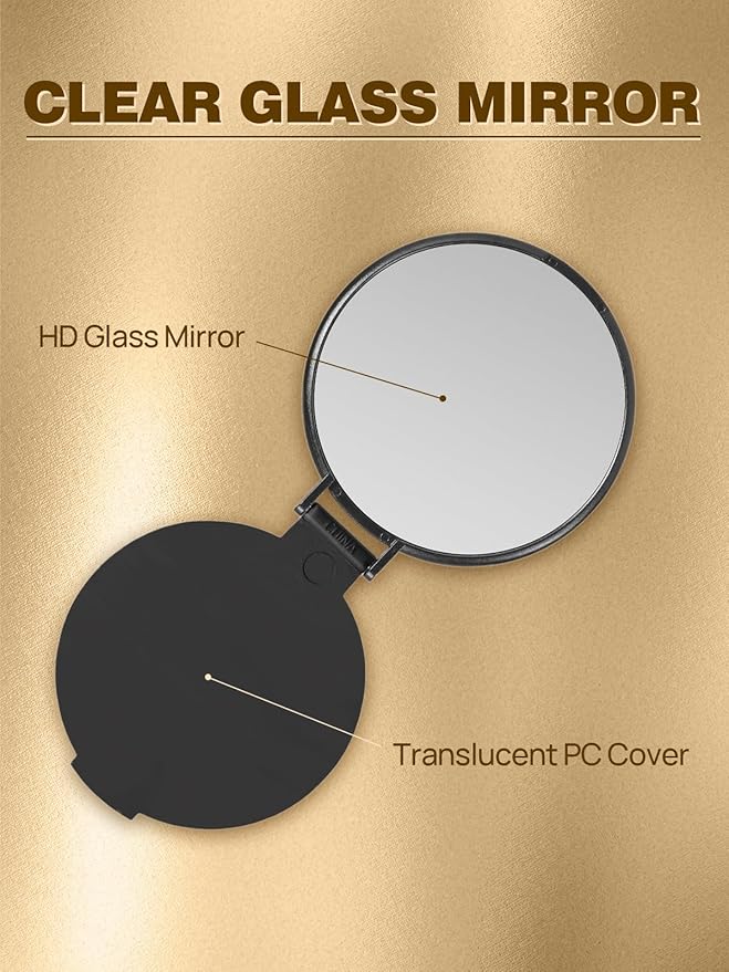 Qislee Compact Mirror Bulk, Round Makeup Mirror for Purse, Set of 200 (Black)
