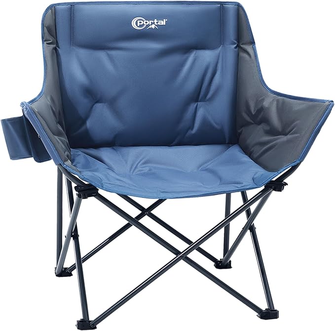 Portal 32" Oversized Padded Camping Chair, Extra Wide Heavy-Duty Folding Chair for Adults with Cup Holder & Carry Bag, Por...