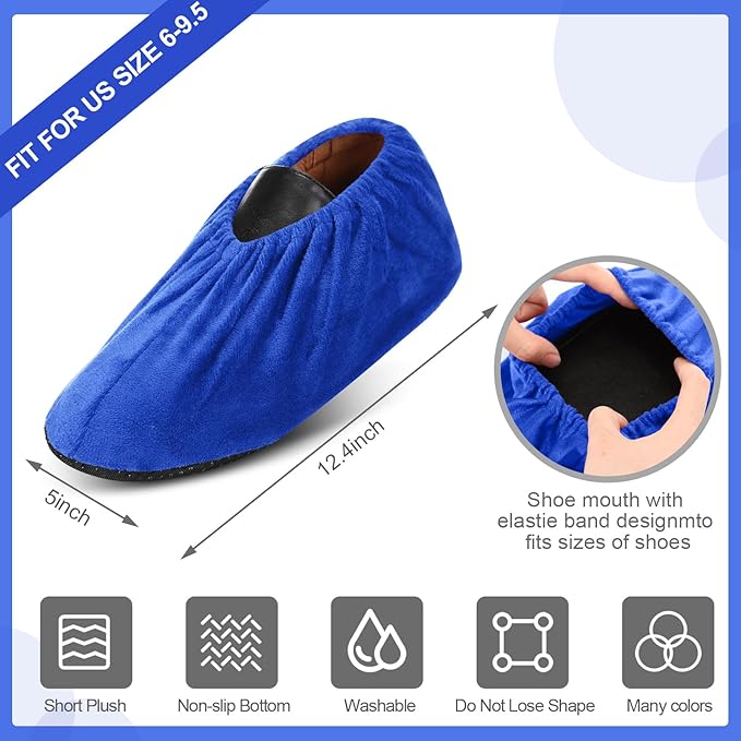 JaGely 11 Pairs Reusable Non Slip Cloth Shoe Covers Washable Thickened Boot Shoe Covers for Indoors and Households (Blue)