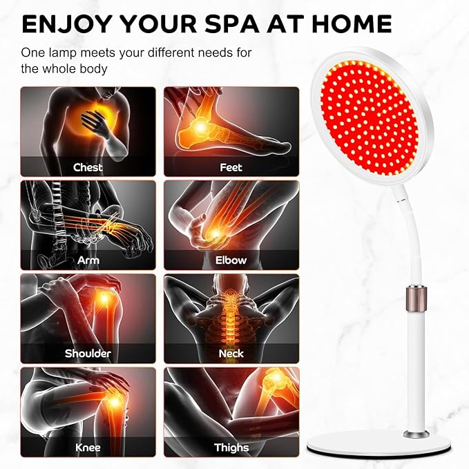 Red Light Therapy with Base for Face and Neck, 140LEDs Therapy Red Light for Body, 660nm Red Light Therapy Lamp with Adjustable Height