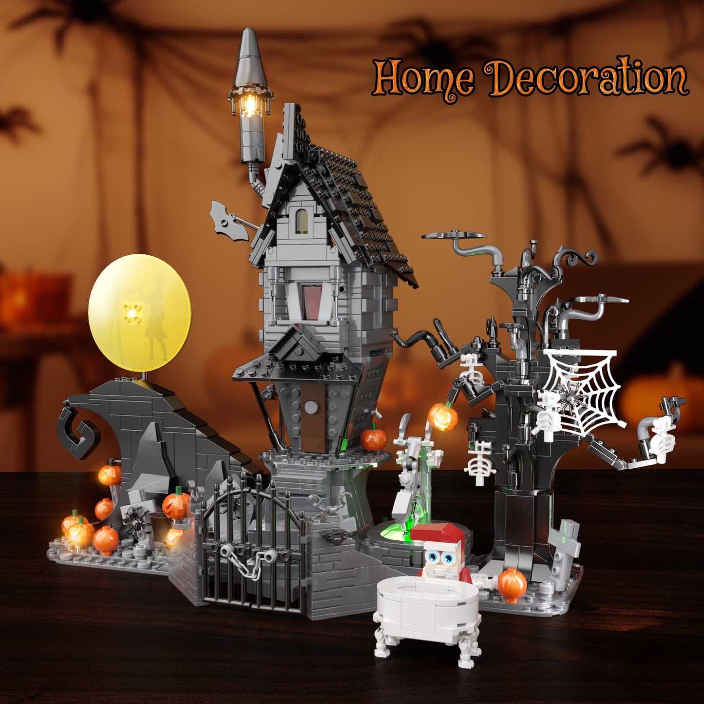 Nightmare Horror Haunted House Building Set, Block Toys Set Compatible with Lego, Creative Christmas Birthday Toy Kit Gift with Light for Movie Fans Adults (957pcs)