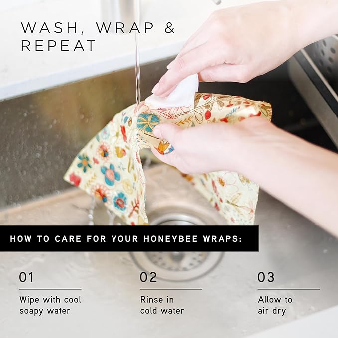 Honeybee Beeswax Wraps - Bird Pattern Beeswax Roll -Certified Organic Cotton Beeswax Wrap - Reusable Beeswax Wraps for Food - Plastic Wrap & Sandwich Bags Alternative - 40’’ x 13’’