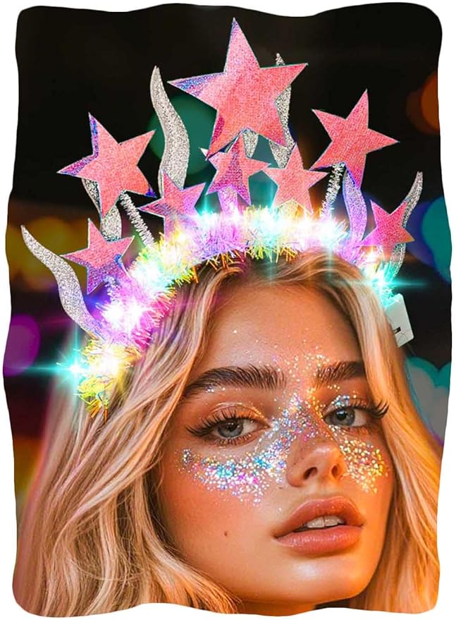 Campsis Led Star Headband, Light Up Star Headpiece, Glowing Festival Holiday Party Hair Accessory